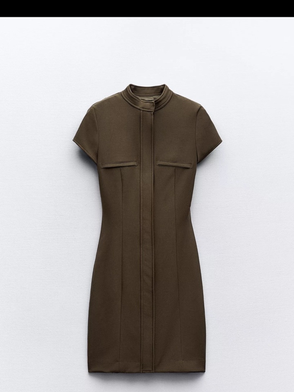 Zara Olive Short-Sleeve Mini Dress